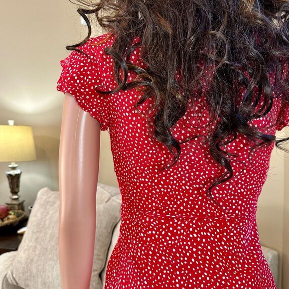 Silk blend Red Polka Dot Wrap Dress - Picture 9 of 16